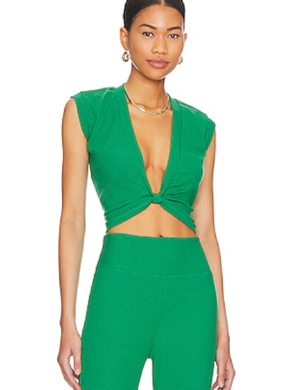 Year of ours green ribbed crop top in size S
